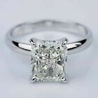 2CT Radiant Cut Lab-Created Diamond Solitaire Engagement Ring 14K White Gold FN