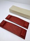 Levenger Leather Braided Bookweight -red Set Of Two F7-41