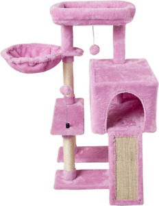 10Pink Cute Cat Tree Tower for Indoor Cats - Condo with Sisal Scratching Posts