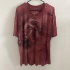 Affliction Shirt Mens Size XL Red Distressed All Over Graphic Y2K Style Grunge