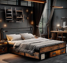 Redlife Full Bed Frame with Headboard, Metal Platform Bed Frame w/ Charging Port