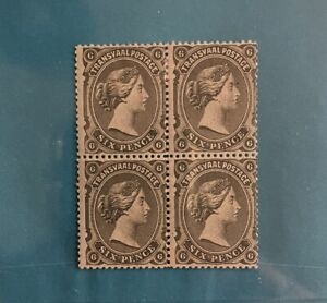 Antique Block of 4 Stamps Transvaal 1878 SG137 6d CV $100+ Hard To Get
