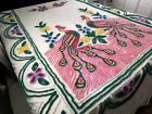 New Listing*Pink Peacocks* Vintage Double Peacock Chenille Bedspread 90
