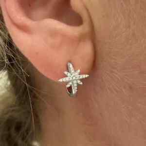 1.5Ct Round Diamond Lab Created Women Flower Hoop Earrings 14K White Gold Plated