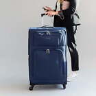 28-in Softside Rolling Spinner Luggage Upright Checked Expandable Suitcase Navy