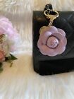 Camellia Flowers Bag Charm Keychain Key Ring Car Charm Purple