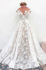 Elegant Boho Wedding Dresses Full Lace O-Neck Sleeveless A-line Bridal Gowns