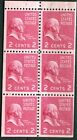 New ListingSC# 806b -2¢ -  Booklet Pane of 6 Stamps - Red - John Adams
