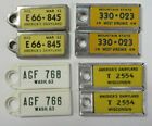 Vtg Lot 4 Pairs 60s DAV License Plate Tags WISCONSIN WASHINGTON Keychains Fobs