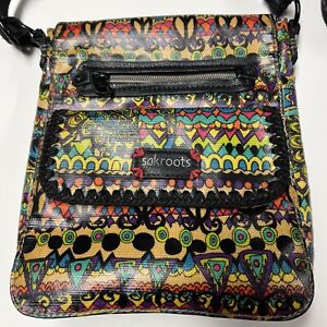 Sakroots by The Sak Small Flap Messenger Peace Signs Coated Canvass