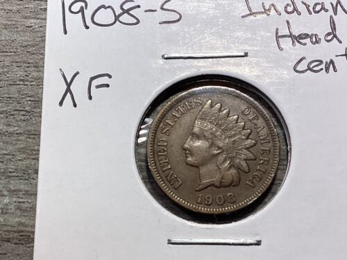 1908-S Indian Head Small Cent-Full Liberty Band and Partial Diamonds-XF032124-50