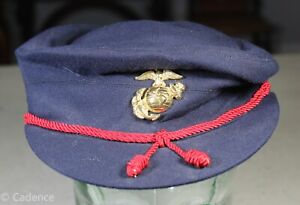 US Early Vietnam USMC Marine Corps Women's Dress Blues Hat Cap W/ EGA Sz 24 11