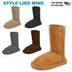 Womens Winter Fur Lined Boots Faux Suede Snow Shoes Mid Calf Bootie