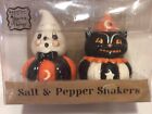 Johanna Parker Ghost & Black Cat Salt & Pepper Shakers Halloween  NIB Retro