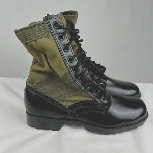 Vintage US Army Combat Jungle Boots Men's Size 5R Green Black 1960s Vietnam War