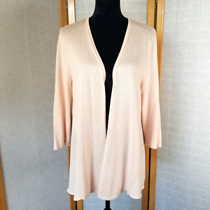 Chico's Brodie Cardigan Open Front Blush Pink Mixed Media Sweater 3 or XL