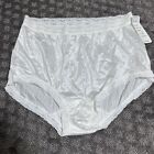 Lorraine Vintage Sz 5 USA Shiny White Nylon Mid Rise Lace Trim Womens Panties