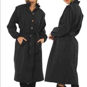 Amuse Society Black Ginger Woven Trench Coat Jacket Size Small Ruffle Neckline