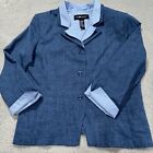 Sag Harbor Womens Suit Jacket w/ faux blouse Dickie Flip Cuff Blue Size 16