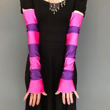 Cosplay Cat Costume Long Striped Gloves Pink Purple Arm Warmers Spandex Rave Psy