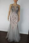 NUDE/SILVER FULLY BEADED PROM DRESS PAGEANT EVENING GOWN Sz S