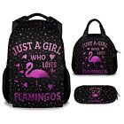 Flamingo Backpack With Lunch Box Set Of 3 School Backpacks Matching Combo Cute P