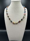 Vintage Hand-Crafted Italian Millefiori Murano Glass Necklace 925 Sterling Clasp