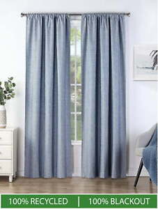New ListingTotal Blackout Curtains 2 Pack Panel Set - 100% Recycled, Navy, 40