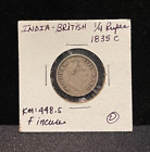INDIA 1/4 Rupee 1835 C, Km:448.5 F Incuse, British, William IV #2, Popular. RA1