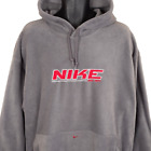Vintage Nike Fleece Sweatshirt Hoodie Mens Size XL Gray Y2K Embroidered