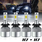H7 + H7 LED Headlight Combo Kit High Low Beam Conversion Kit Bulbs 6000K White