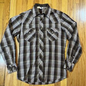 Vintage Kennington Mens Size M Flannel Shirt Long Sleeve Pearl Snap Western