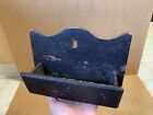 Late 19th Century Prim Miniature Wall Box In Black Paint W Great Dry Surface