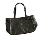 Coach Tote Purse Gray Patent Leather C Logo Adjustable Handbag Pockets Zipper