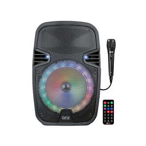 PBX-8074 8” BLUETOOTH RECHARGEABLE SPEAKER WITH LED PARTY LIGHTS, INCLUDES WIRED