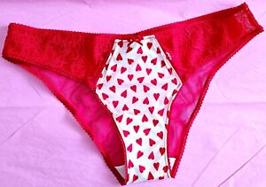 NWT Victoria's Secret Dream Angels Red Hearts Satin Lace Cheekini Panties XL