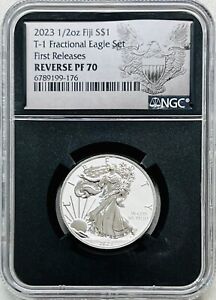 2023 1/2 OZ FIJI $1 T-1 FRACTIONAL SILVER EAGLE NGC REVERSE PF70 FIRST RELEASES