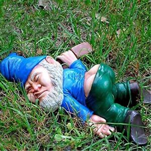 Drunk Gnome Patio Ornament Garden Funny Rude Drunken Disorderly Statue Figurine