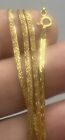 18K ITALY YELLOW GOLD 2.1mm FANCY CUT NUGGET 30”HERRINGBONE CHAIN NECKLACE 6.6g