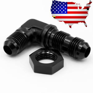 Aluminum 90 Degree -6 An Male Flare Union Bulkhead Fuel Fitting Adapter With Nut