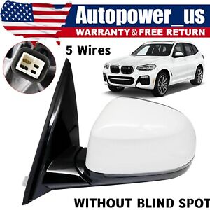 WHITE LEFT DRIVER SIDE MIRROR FIT BMW X3 2018 2019 2020 2021 2022 2023