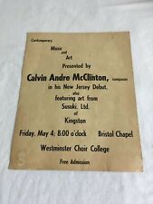 vintage cardstock concert poster ~ CALVIN ANDRE McCLINTON ~ 11x14 inches