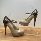 G by Guess Shoes Womens 6.5 Beige Patent Leather Snake Skin Platform Heels