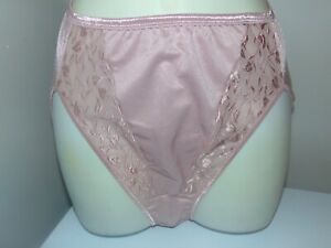Vintage Vanity Fair  Dusty Pink Lace Trim  Hi Cut Pantie Size XL Style 48-136