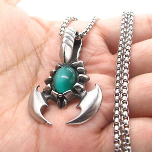 Mens Stainless Steel Scorpion Scorpio Zodiac Pendant Necklace Jewelry GIFT