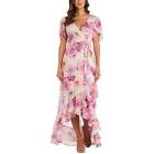 NW Nightway Womens Pink Ruffled Long Evening Dress Gown 10 BHFO 7668