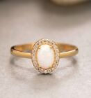 14K Solid Gold White Opal Ring, White Opal Ring, Dainty Ring