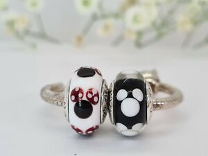 AUTHENTIC PANDORA DISNEY MINNIE and Mickey Mouse  MURANO GLASS CHARM  791634