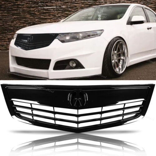 Front Upper Bumper Grill Assembly Grille GLOSSY BLACK Fits 2011-2014 Acura TSX (For: 2011 Acura TSX Base 2.4L)