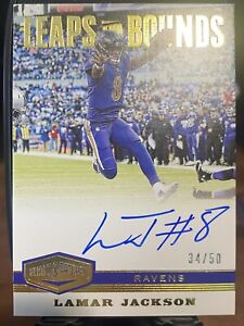 2019 Plates & Patches Lamar Jackson Leaps And Bounds On card Auto 34/50 X2 MVP